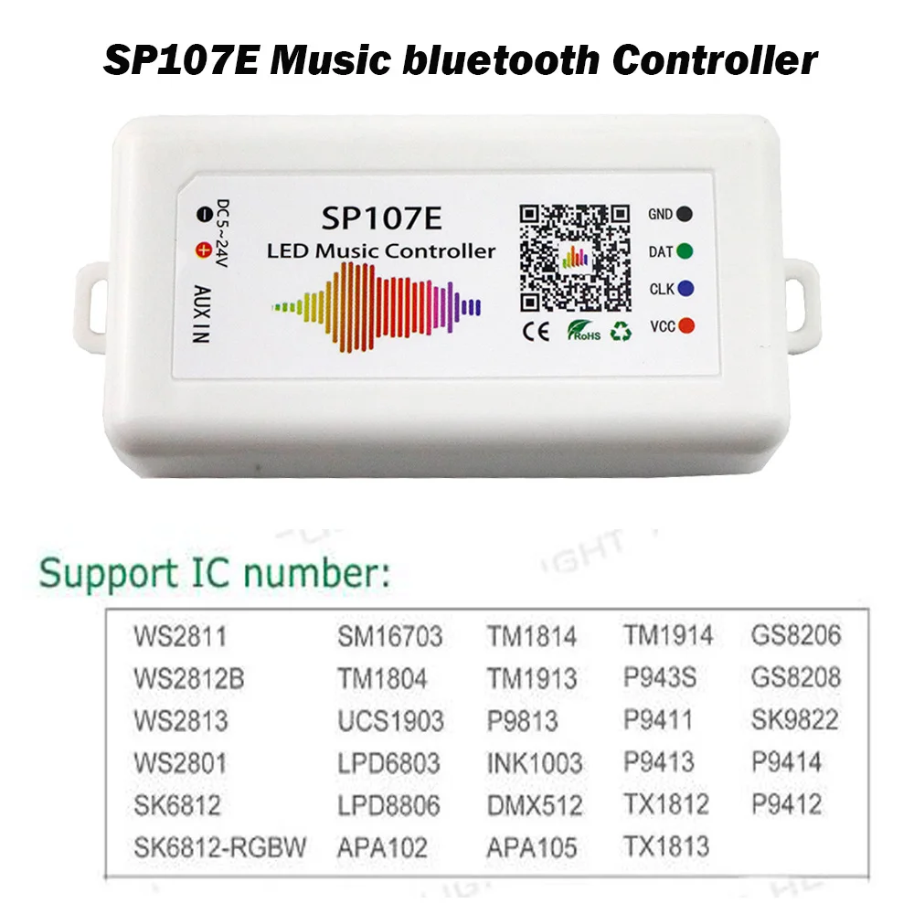 SP107E Phone APP LED Controller WIFI Bluetooth Pixel IC SPI Music For WS2812 SK6812 SK9822 RGBW APA102 LPD8806 Strip DC5-24V IQ | Лампы и