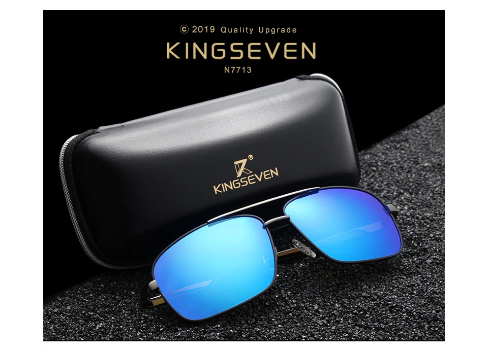 KINGSEVEN, дизайнерские Мужские поляризационные Квадратные Солнцезащитные очки, модные мужские очки, авиация, очки с защитой от ультрафиолета, оригинальная посылка