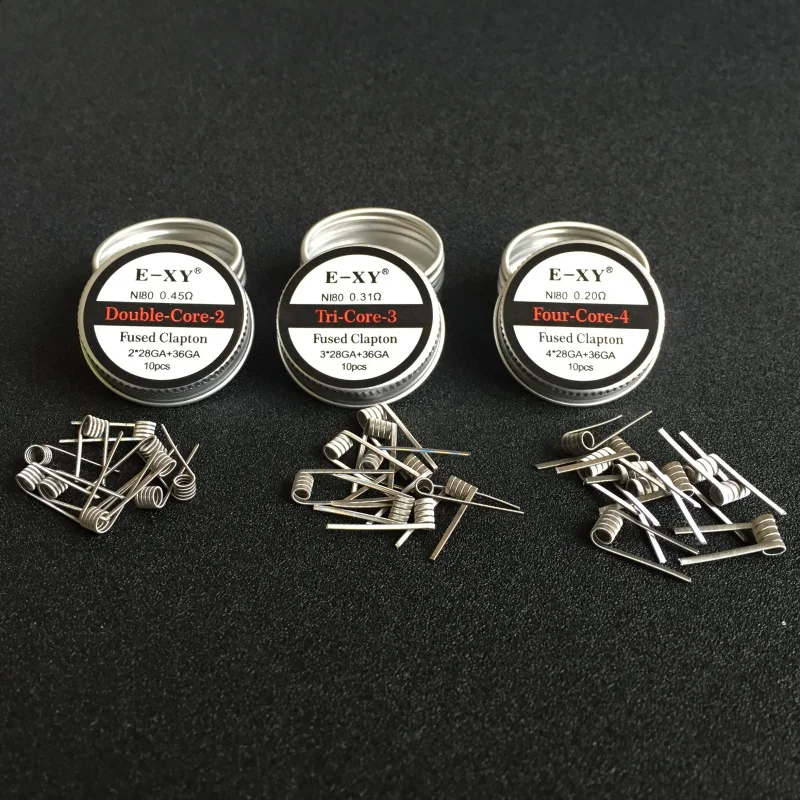 E XY NI80 Fused Clapton готовые катушки Core2/3/4 сопротивление провода электронная сигарета
