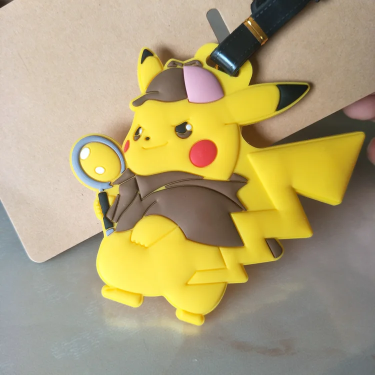 Anime Pokemon Gengar Pikachu PVC key chain Piplup Charmander Squirtle cute funny soft rubber luggage tag boarding pass bag tags - Цвет: 1