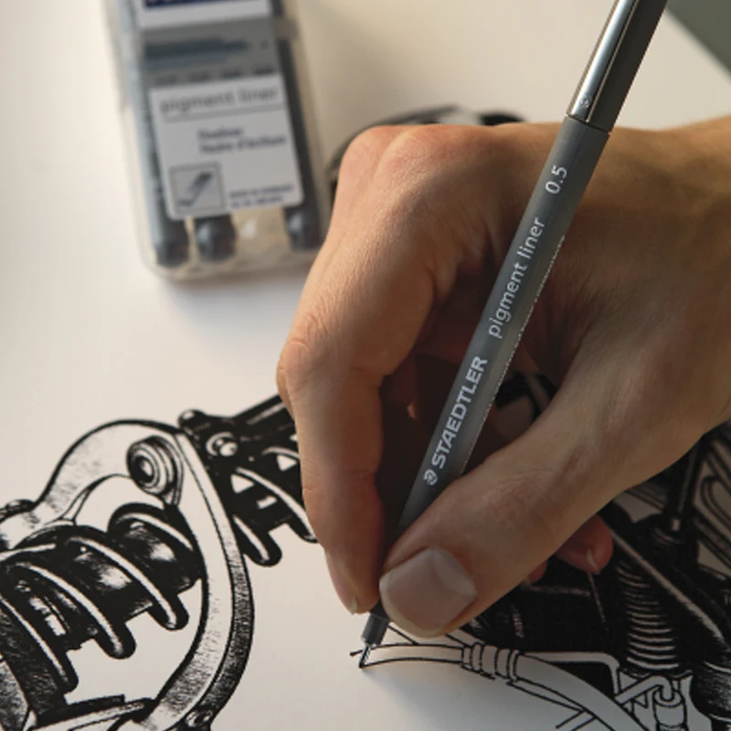 Перо для рисования Staedtler 308 SB6P пигментный лайнер 6 шт. в комплекте 0 05/0 1/0 2/0 3/0 5 мм