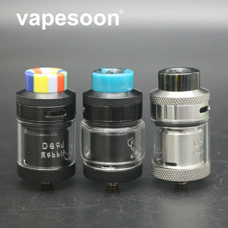 VapeSoon новейший распылитель Dead Rabbit 25 мм RTA 2 мл/4,5 мл с капельным наконечником из смолы одинарный/с двойной катушкой перестраиваемый Vape испаритель черный и серебристый