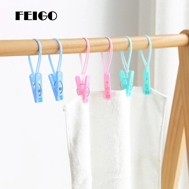 

FEIGO 12Pcs Clips Rope Windproof Underwear Socks Clip Multi-Purpose Plastic Clothespins Photo Paper Hanging Peg Clothespin F687