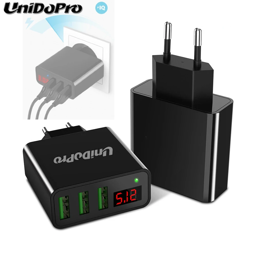 Сетевое зарядное устройство с 3 портами USB и вилкой европейского стандарта для