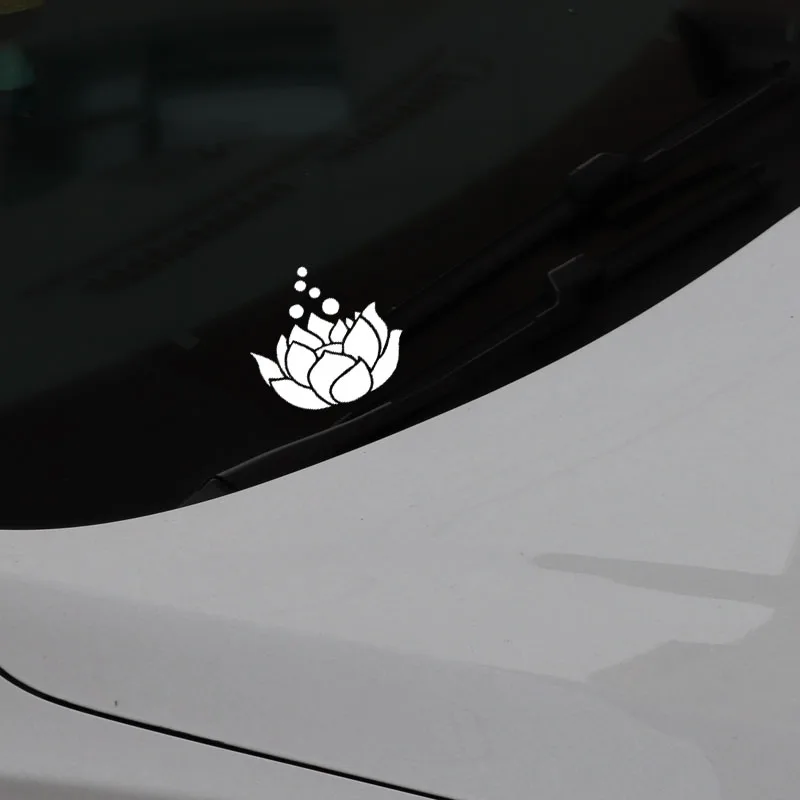 YJZT 13.7CM*13.2CM Buddhism Religion Vinyl Decal Car Stickers Lotus Flower Black/Silver C3-1556 | Автомобили и мотоциклы