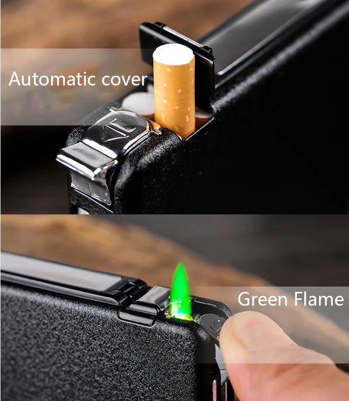 Изысканная матовая автоматическая коробка для сигарет Hold 20 с зажигалкой