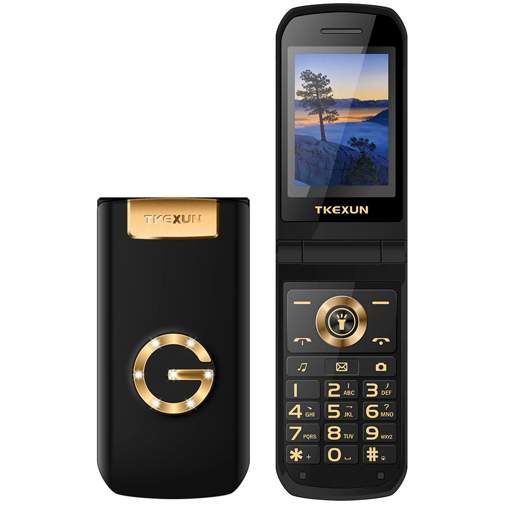 TKEXUN G9000 тонкий раскладной металлический фонарь с двумя Sim картами для пожилых