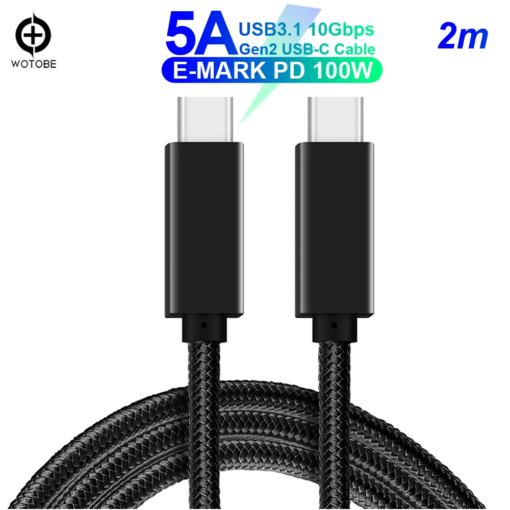 WOTOBE USB C кабель E-MARK 5A PD 100W USB3.1 Gen2 10 Гбит/с 4K для Matebook MacBook iPad Pro samsung Pixel Nexus 6P Matebook