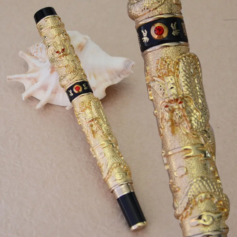 Pen only JINHAO СЕРЫЙ Ролик Шариковая ручка два дракона ИГРАТЬ жемчуг красный золотой Медь серебро латунь 8 видов цветов на выбор - Цвет: Pen only