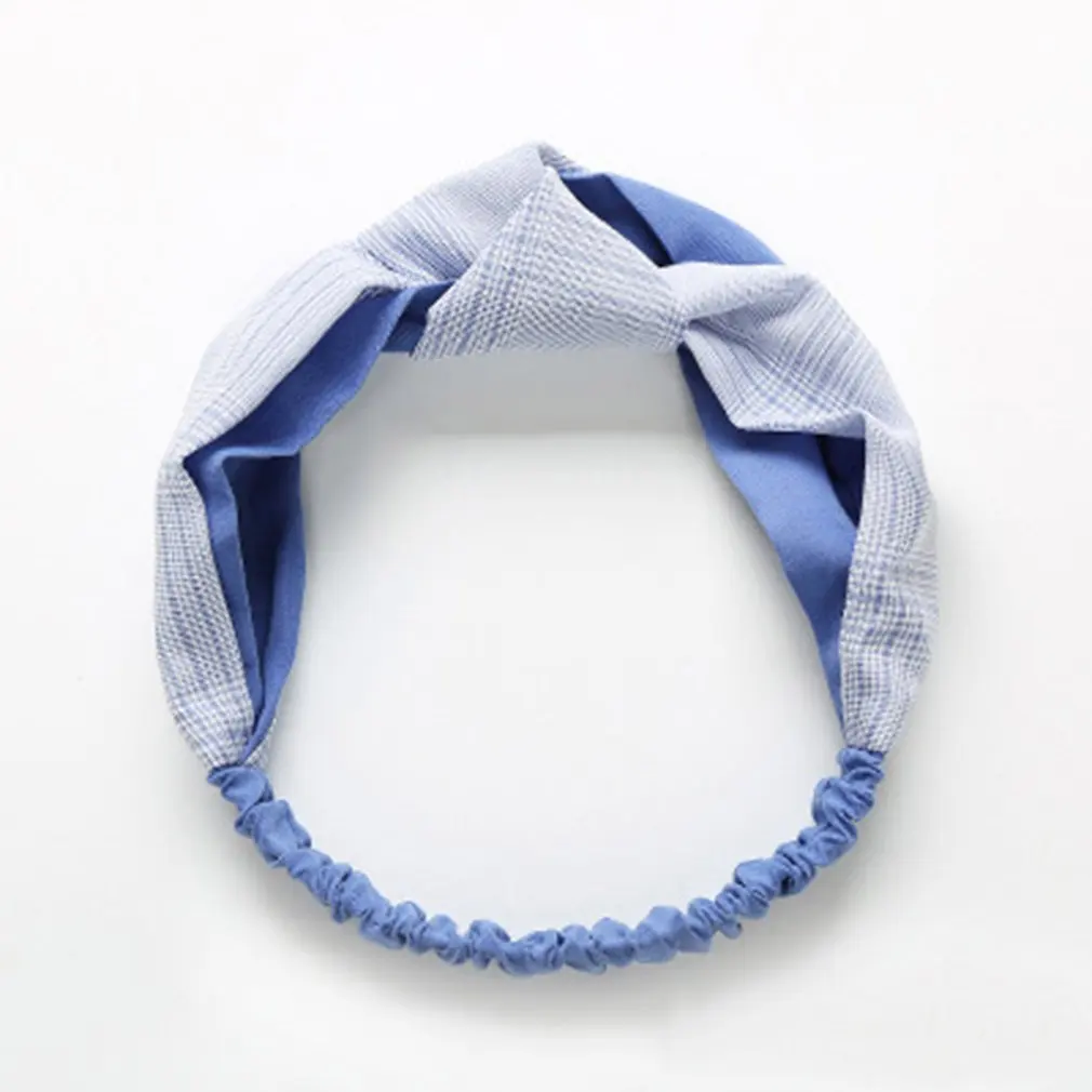 Fashion Women Girls Plaid Cross Headbands Sweet Sweatband Hairbands High Quality Cotton Sport Elastic Wide Hair Band NEW | Красота и