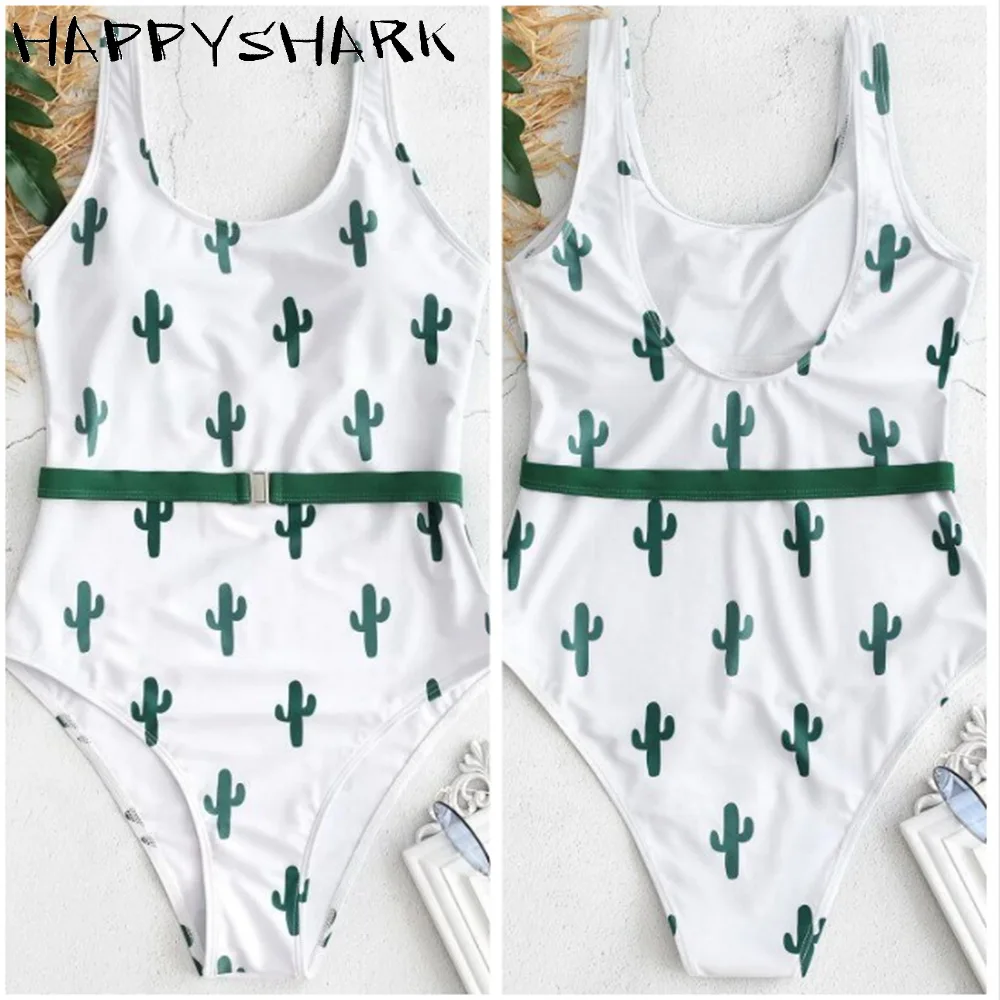 HAPPYSHARK кактус Цельный купальник 2019 женский с узелком сексуальное зеленое