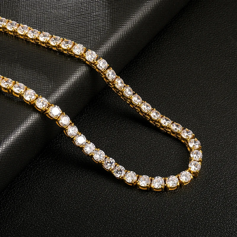 D& Z 1" Iced Out Bling Zircon 1 ряд теннисная цепочка Ожерелье для мужчин очаровательные аксессуары в стиле хип-хоп