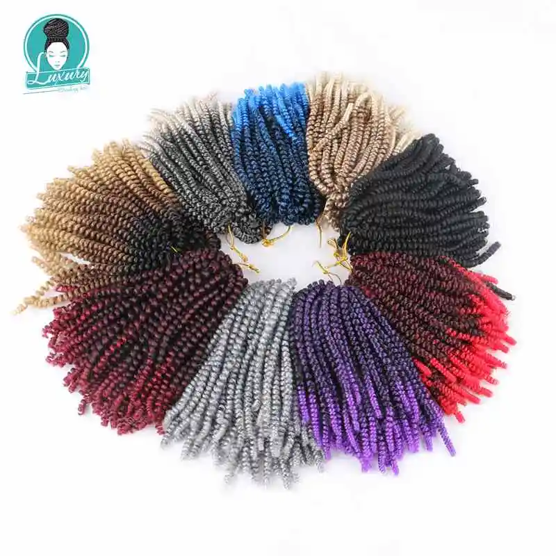Luxury Fluffy Spring Twist Hair Extensions Black Brown Burgundy Ombre Crochet Braids Synthetic Braiding Hair 8'' 110g onxy 8inch fluffy spring twist crochet hair extensions synthetic crochet braids black brown ombre braiding hair 110g