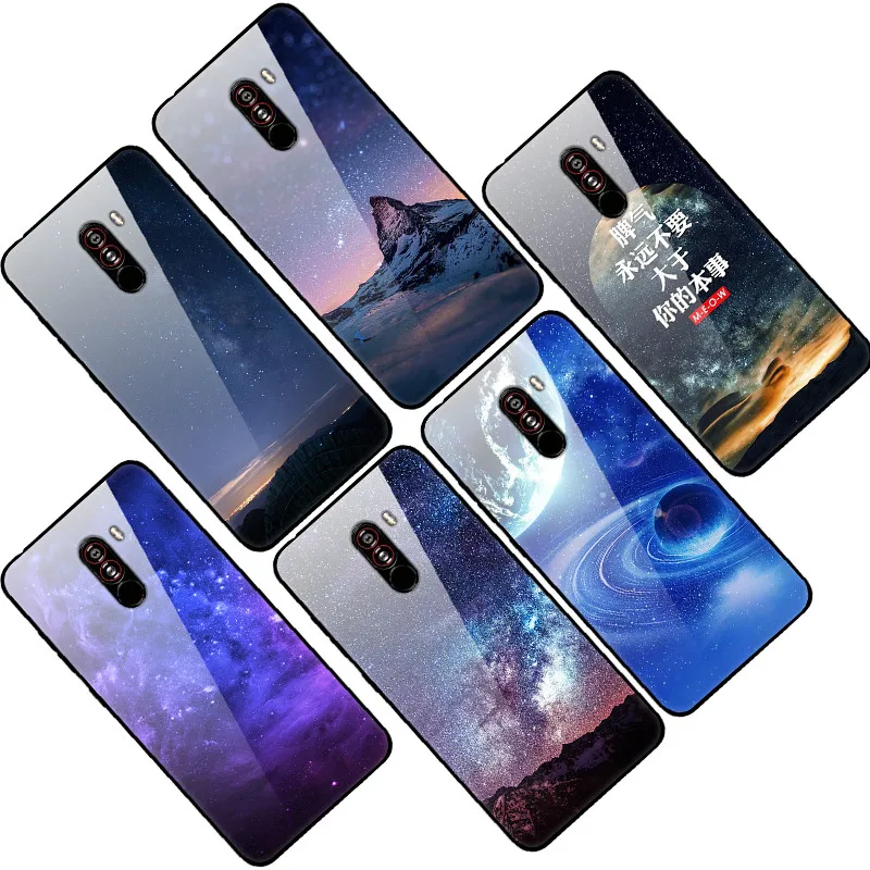 Для xiaomi POCOPHONE F1 POCO F1 6 ГБ 64 Гб чехол из закаленного стекла с изображением планеты Космос чехол из стекла для xiaomi Poco F1 Pocophone F1