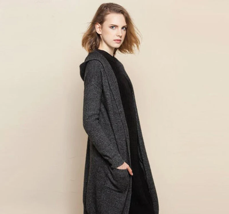 Cashmere Sweater Women Brown Red Khaki Gray Blue Cardigan hood Turtleneck Solid Natural Fabric High Quality Free Shipping |