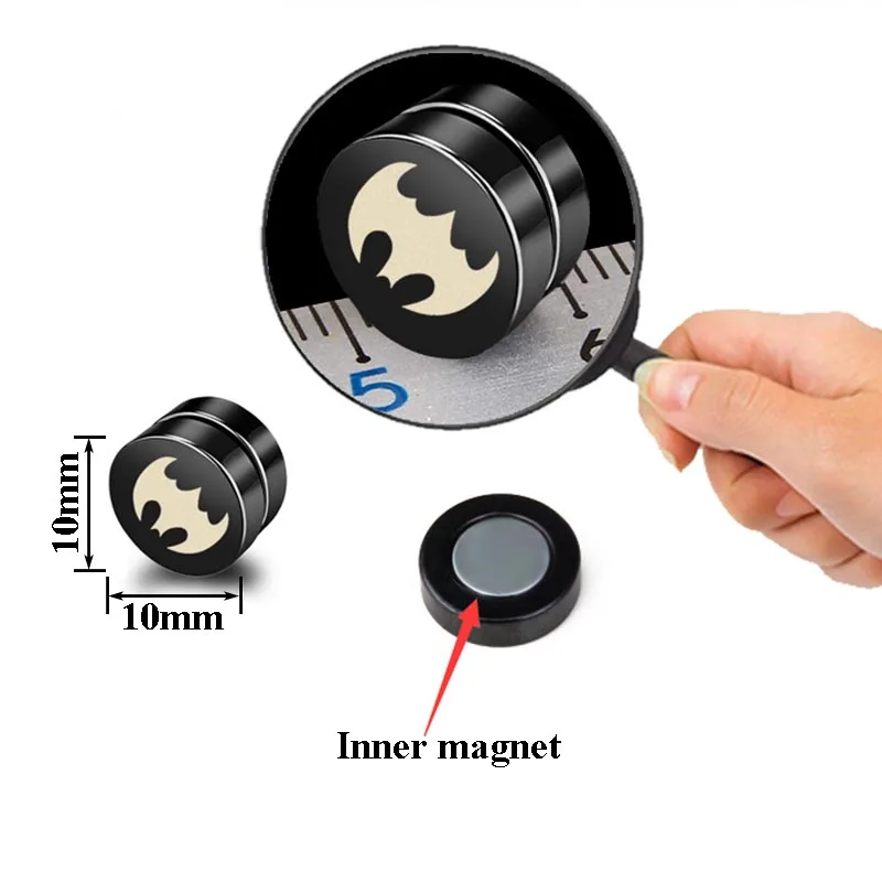 2 шт./лот черный Нержавеющая сталь рок не проколотых магнитные серьги сережки