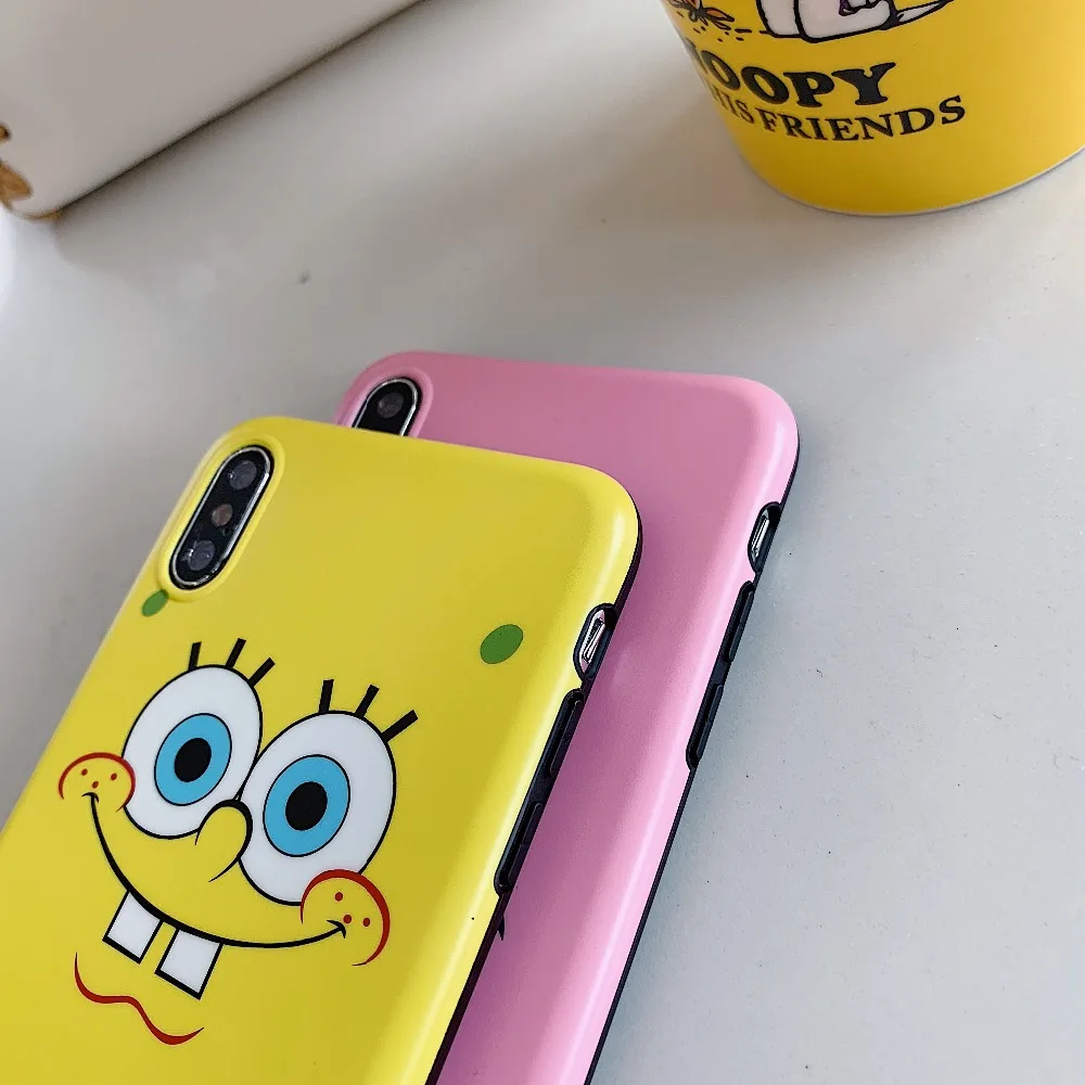 Роскошные SpongeBob квадраты Патрик звезда милый телефон пара чехол для iPhone 6 6s 7 8 Plus X XS XR XSMax мягкий IMD мультфильм глянцевый