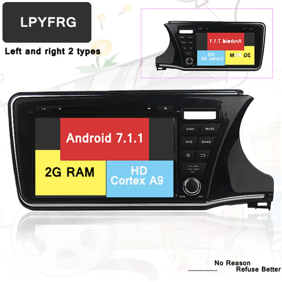 Android 7 1 HD 2 din 9 &quotавтомобильный ПК Радио DVD для Honda CITY 14-2017 правый и левый с 3G/4G Bluetooth