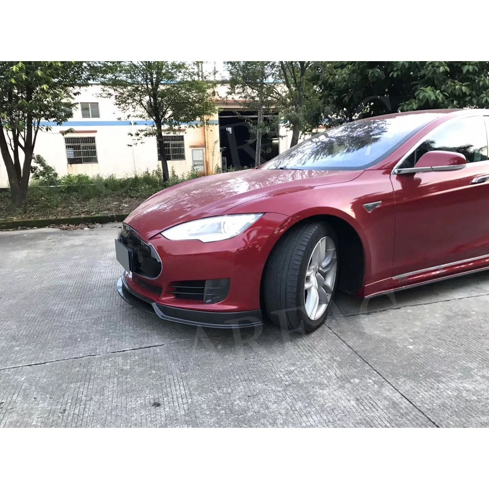 Спойлеры для губ переднего бампера из углеродного волокна для Tesla модель S 70D P85D 90D P100D Седан 4 двери 2012- RZ стиль