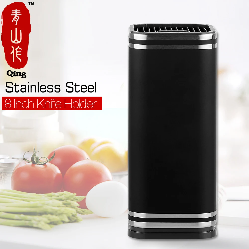 Цин 8 дюймов Ножи стенд большой черный Сталь Держатель Ёмкость Кухня инструмент