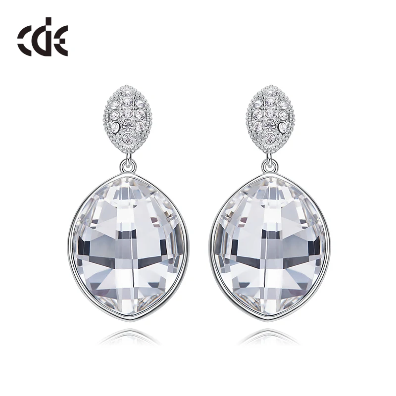 White CDE, украшенные кристаллами Swarovski, серьги, ювелирное изделие, настоящее 925 пробы, серебряные серьги в форме капли воды, хорошее ювелирное изделие - Цвет камня: White