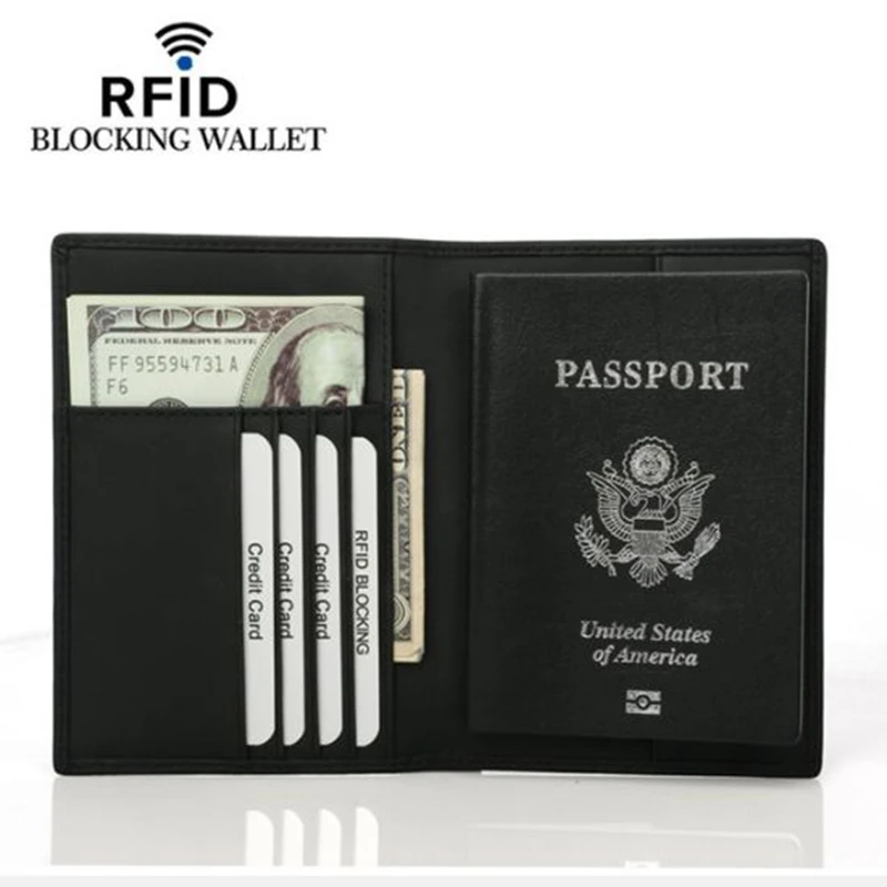 Новый Кошелек для паспорта с блокировкой RFID из натуральной бычьей кожи Обложка