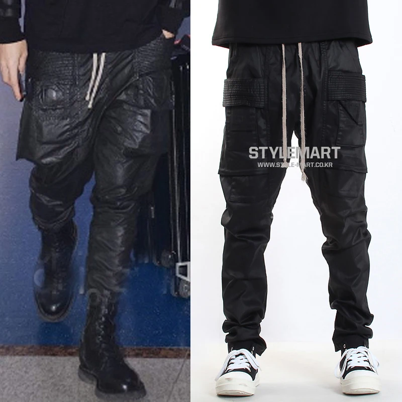 2022 Spring and Autumn Harem Pants Men Young Japanese Minimalist Big Pocket All-match Slim Black Trousers