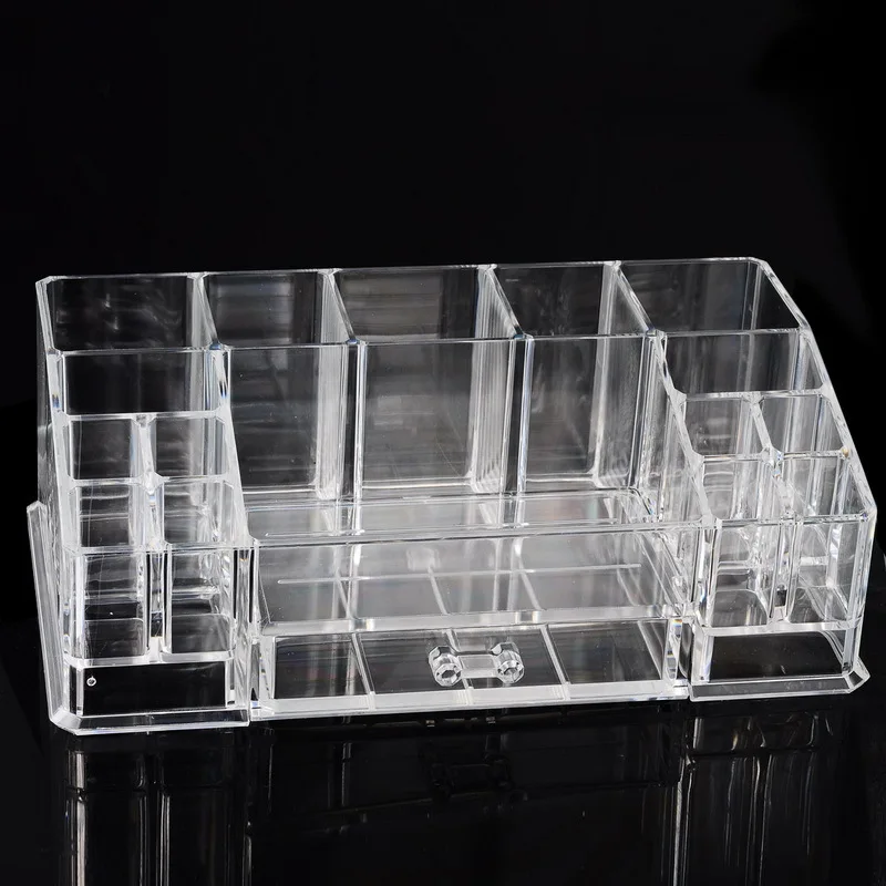

Desktop Clear Storage Box Plastic Cosmetic Organizer 280x162x95mm With Small Drawer Design