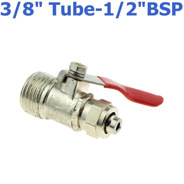 8 мм 10 мм 1/" 3/8" OD шланг 1/" BSP 1/2BSP наружная резьба прямой 2 ходовой металлический шаровой клапан Ro водопроводный фитинг Пневматический воздушный масляный - Цвет: 9.52mm-04