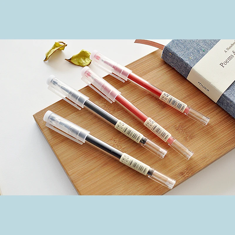 Jianwu 2 шт. Muji стиль простой прозрачный стержень нейтральной ручка офисная техника