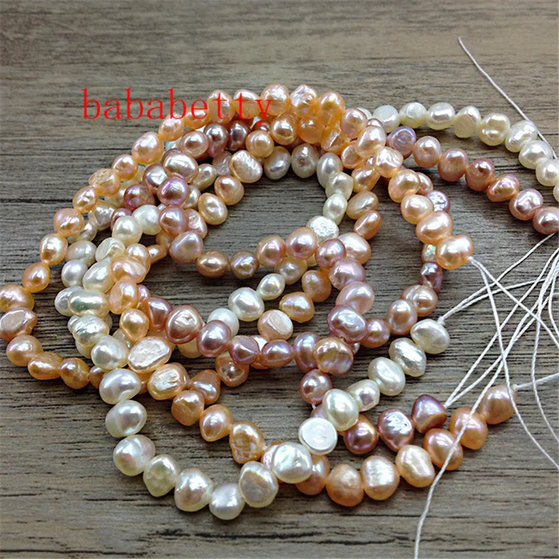 

8-9mm natural freshwater pearl shaped irregular DIY jewelry White, pink, purple 14" 2PCS