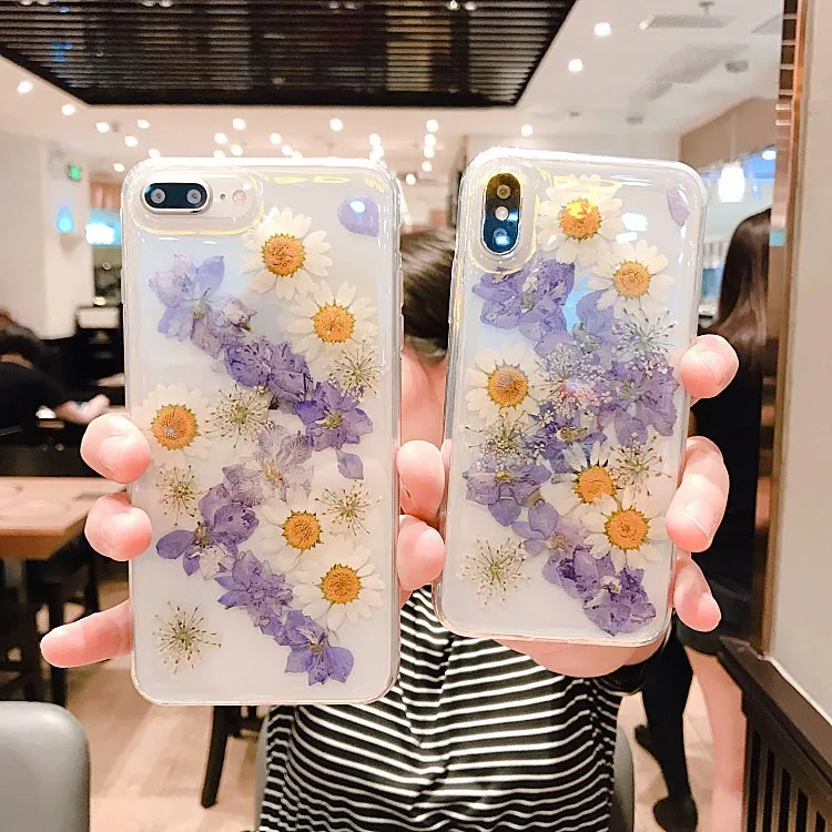 Настоящие гербарий для iPhone X XS MAX XR 8 8 Plus 7 7 Plus 6 6S 6S Plus чехол Чехол задняя оболочка бампер Ins модный защитный ковер