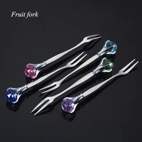 5 piece fruit salad forks set 2 tines dessert forks set 3 tines coffee and ice spoon sets stainless steel mirror polishing