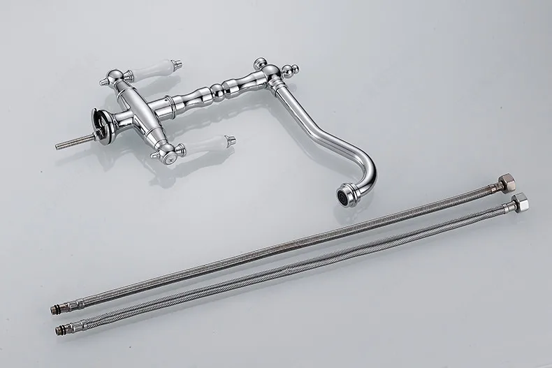 Двойная керамическая ручка кухонный кран для раковины с твердой латунной