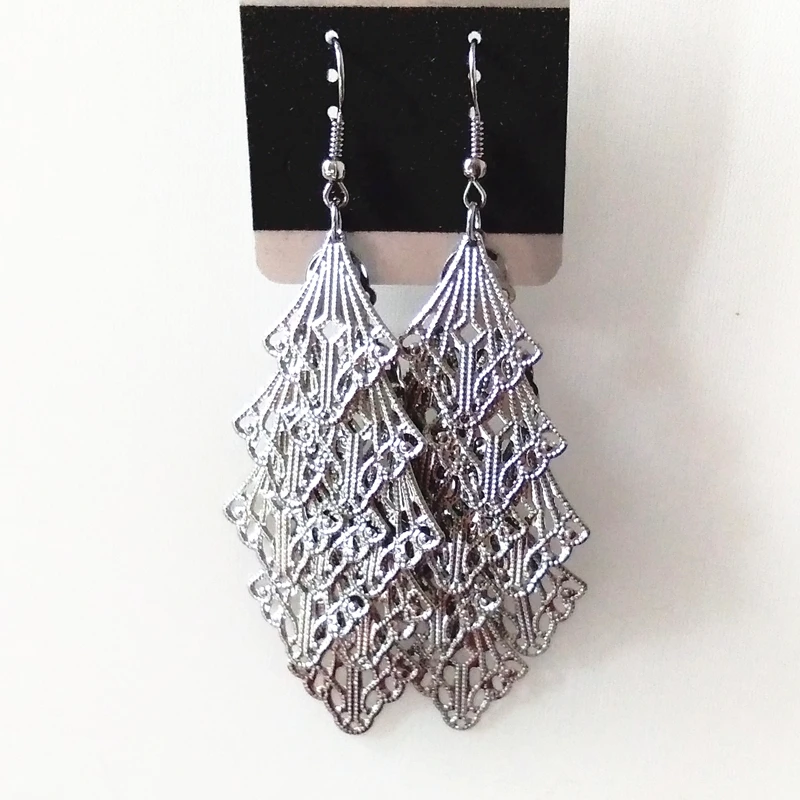 Новый стиль 9 см ромб концентратор кисточкой Серьги капли серьги ручной работы