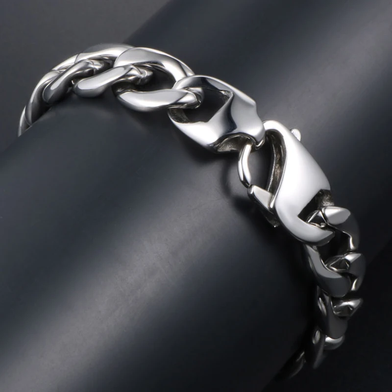 Мужской браслет из нержавеющей стали в форме булыжника 13 мм массивные мужские