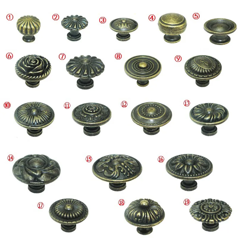 Ретро старинная Мебельная ручка цветок ручки и двери шкаф с выдвижными ящиками