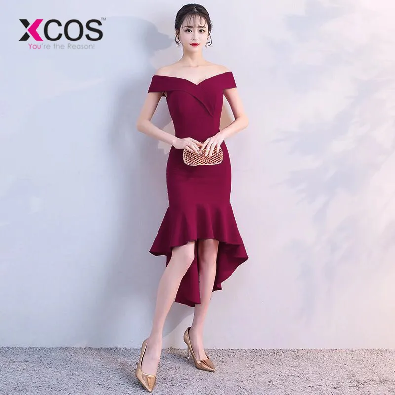 XCOS Русалка красное платье невесты элегантное для женщин свадебной вечеринки с
