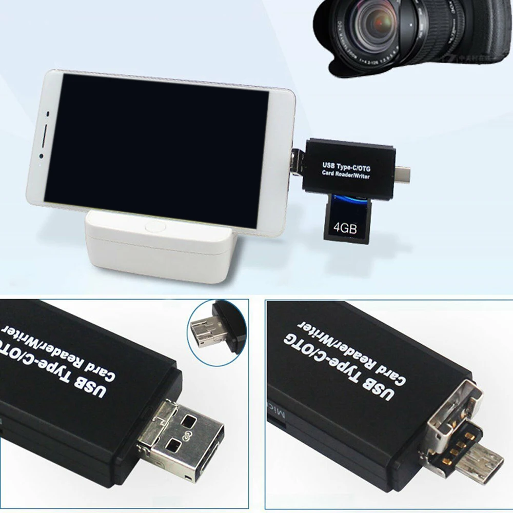 3 в 1 USB-C Type C OTG Кардридер высокоскоростной USB 2 0 универсальный TF Micro SD SDHC карты для