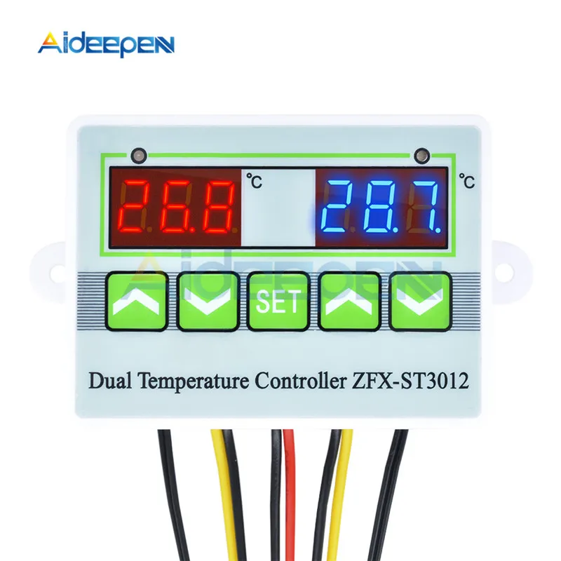 AC 110-220V RedBlue ST3012 AC 110-220 В DC 12 В 24 В светодиодный цифровой двойной термометр контроллер температуры термостат инкубатор микрокомпьютер двойной зонд - Цвет: AC 110-220V RedBlue
