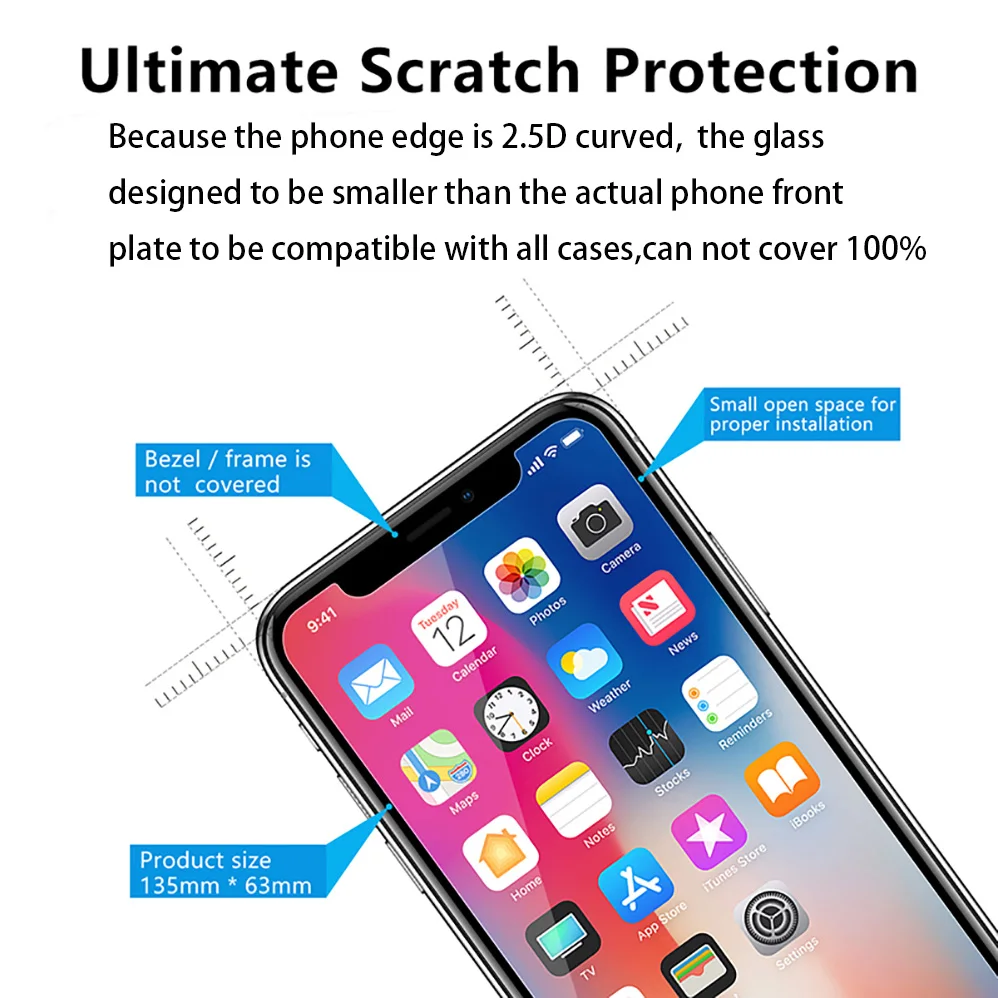 10 шт. оптом для iPhone X 0 3 мм 2.5D прозрачное 9H закаленное стекло премиум класса Защита
