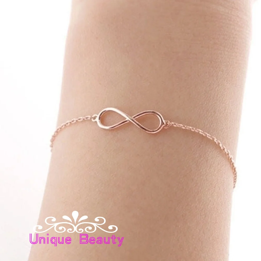 925 серебряный золотой бесконечный браслет кулон Модный женский подарок на