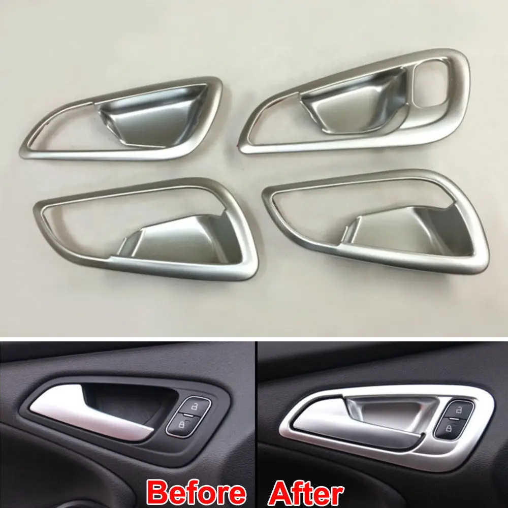 

ABS хромированная, для внутренней дверной ручки наклейка для крышки чаши для Ford Focus 2015 2016 аксессуары для украшения интерьера автомобиля 4 шт./компл.