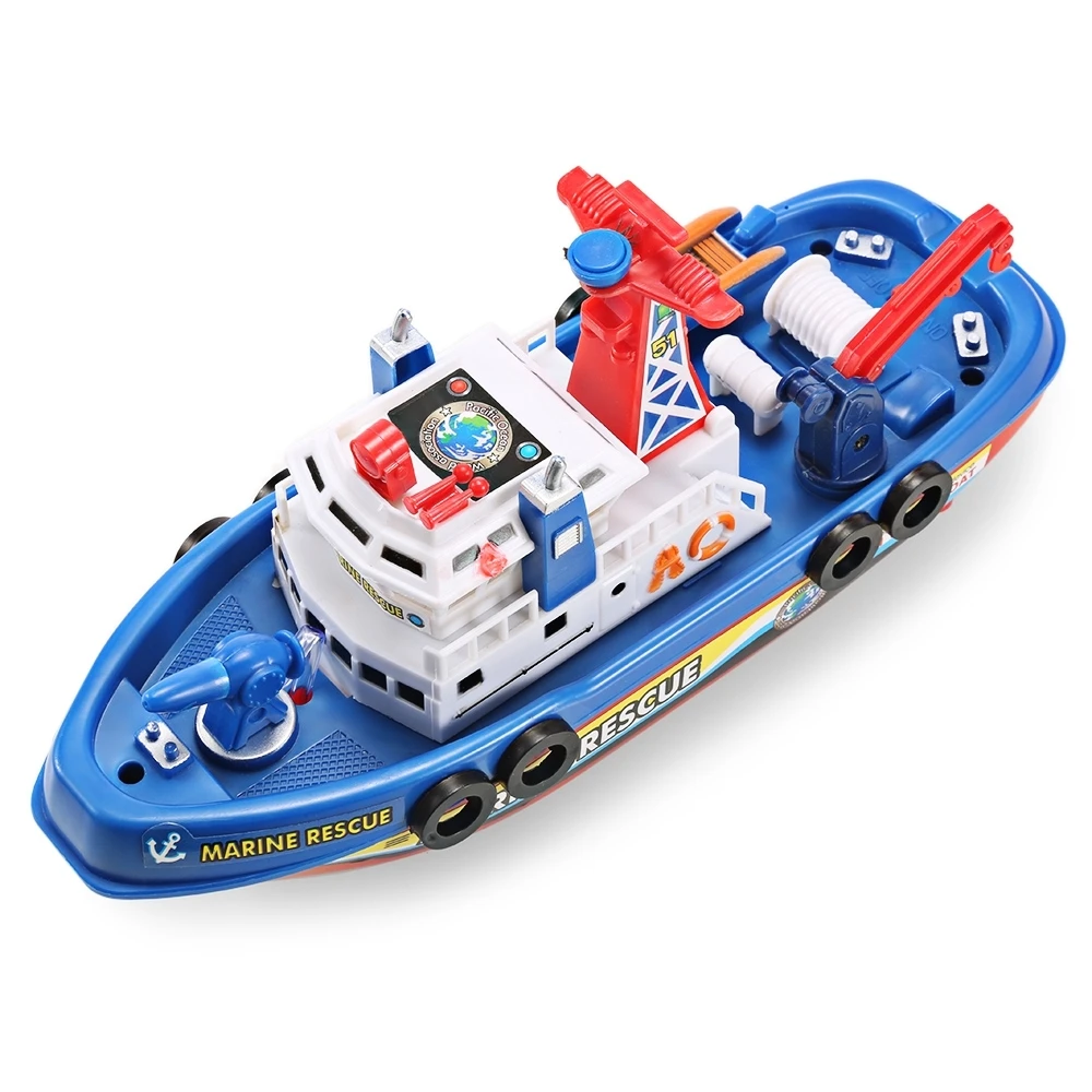 Electrical Boat Marine Rescue Toys with Sound and Light fire Electric Toy Navigation Non-remote Warship Gift High Speed |