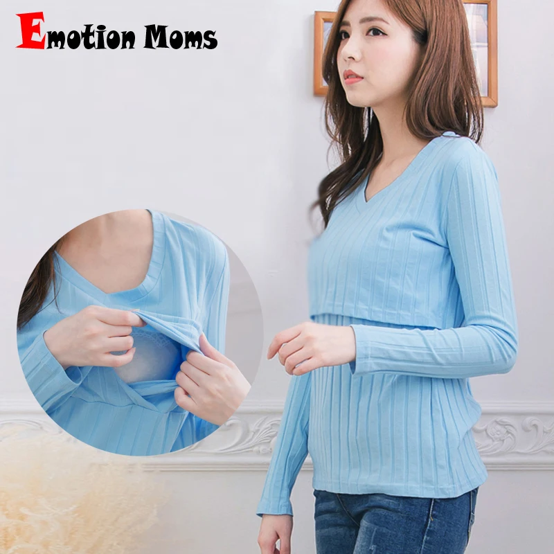 Emotion Moms Fashion Maternity Clothes  Lactation Top Breastfeeding Tops for Pregnant Women Maternity T-shirts Feeding Clothing