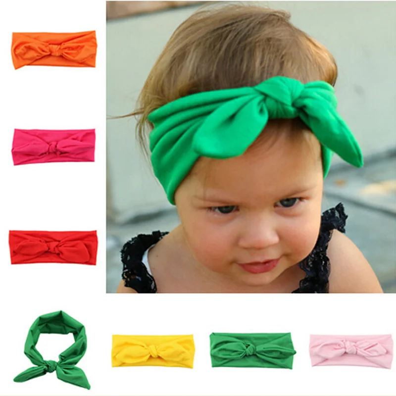 Детская повязка на голову для новорожденных эластичная с кроличьими ушками