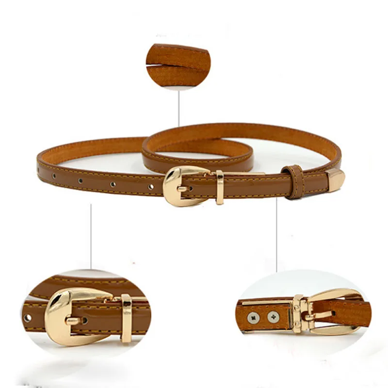 Женский кожаный ремень с металлической пряжкой Тонкий Повседневный Пояс