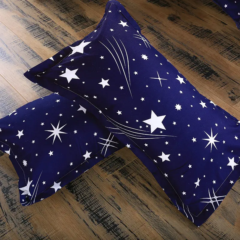Стильный темно-синий + звездный узор красивый комплект постельного белья из 4