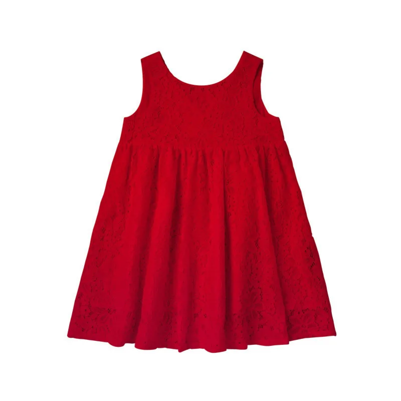 MiniBalabala/мягкое кружевное платье без рукавов с бантом сзади для маленьких девочек