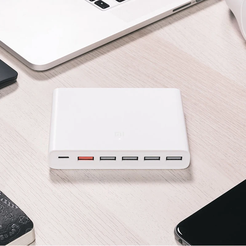

Original Xiaomi USB-C 60W Quick Charger Output Type-C 6 USB Ports QC 3.0 Charge 18W x2 + 24W(5V=2.4A MAX) For Smart Phone Tablet